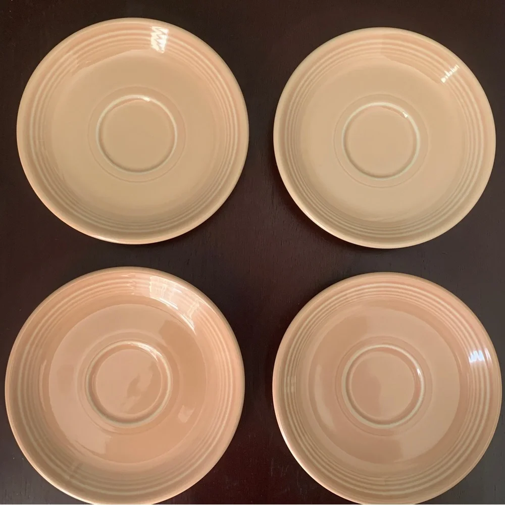 Four Apricot Vintage Fiesta Saucers, Mix Match Cups, Peach